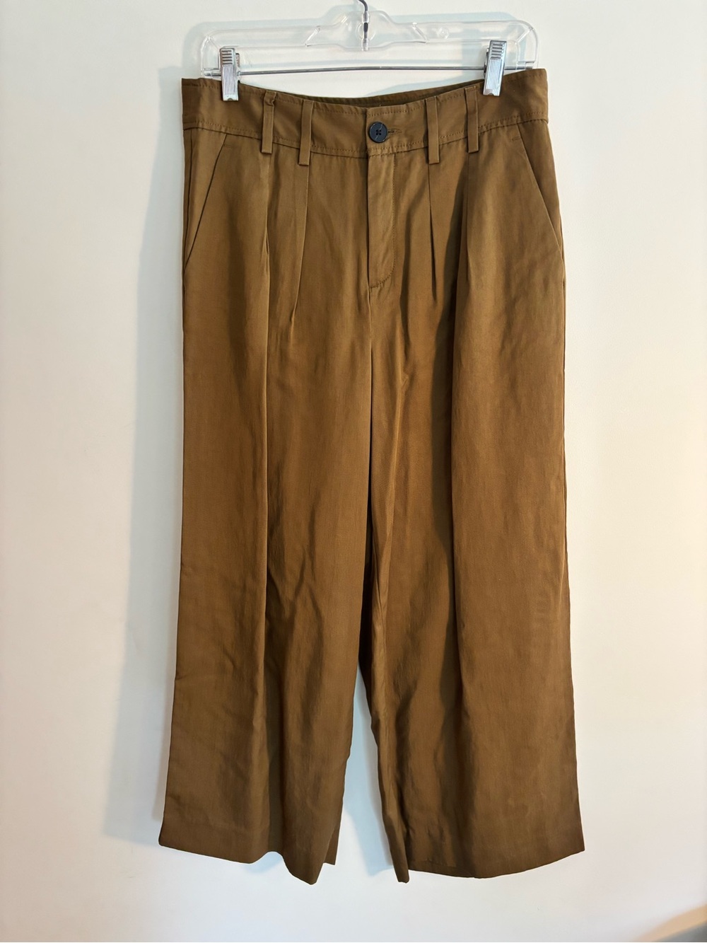 Banana Republic Women’s Olive Wide-Leg Pleated Trousers